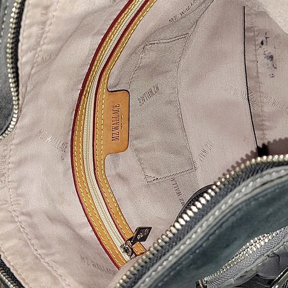 MZ Wallace Gray and Black Nylon Leather Crossbody Shoulder Bag - Picture 12 of 14